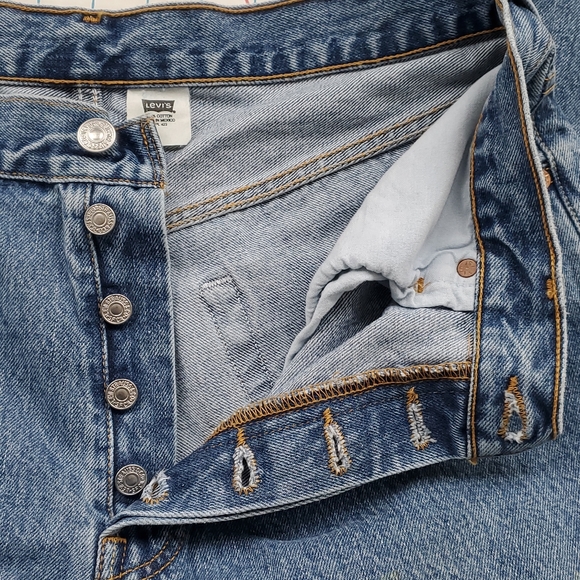 Levi's 501 Button Fly Straight Jeans 34x32 Men's Red Tab Denim Vintage Stained - Picture 13 of 16